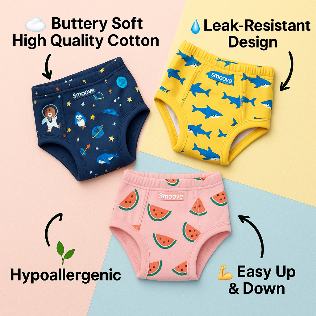 Smoove 4 Pack Potty Training Underwear – Soft Cotton Reusables